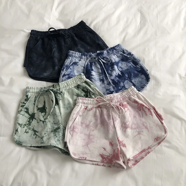 

Vintage Style Tie Dye Sports Shorts,Draw String Beach Woman Short Pant, Picture