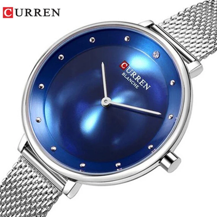 

CURREN 9029 Female Quartz Watch Gem Dial Ultra Thin Mesh Strap Top Brand Female Luxury Wristwatch Girl Clock Relogio Feminino