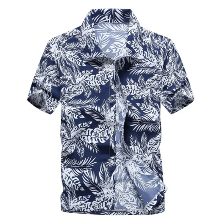 

Hawaiian Style Shirt Design Wholesale Floral Fashion Printing Cotton Shirt for Beach Custom, Blue,green,orange or customize