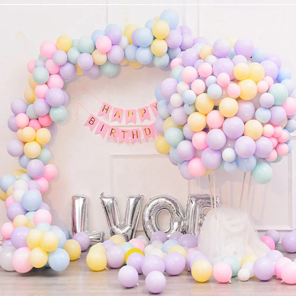 Pack of 100 Pastel Latex Balloons Macaron Candy Many Colour Party 12'' Balloons 