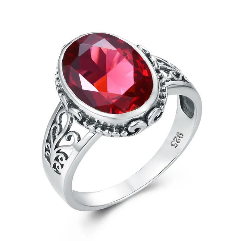 

Victorian Ruby Red Gemstone Round Women Accessories Silver Ring Wedding Anniversary Gifts Ladies Sterling Silver Ring