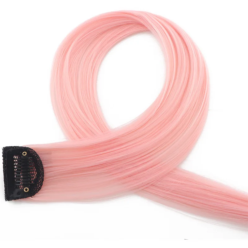 

Wholesale Synthetic Ear Dye Wig Hair Extension Piece Long Straight Colorful Hair