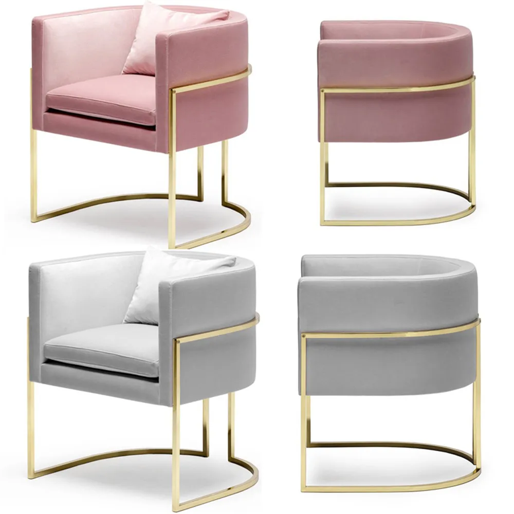 
Nordic Modern Pink Balcony Iron Small Sofa Office Chair Bar Chair Frame Sofa Frame Sofa Legs Metal Furniture 