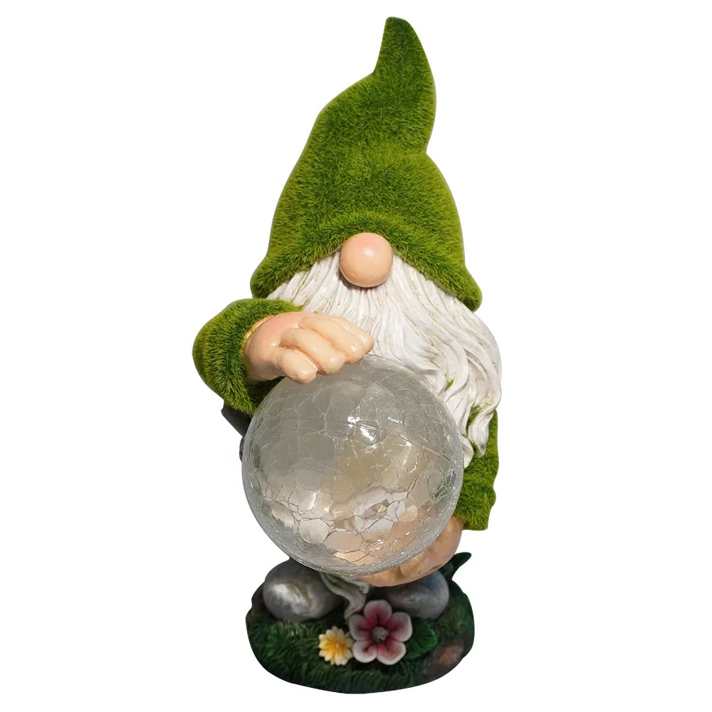 

2020 High quality home and garden decor yoga poly resin garden dwarf statue with solar light