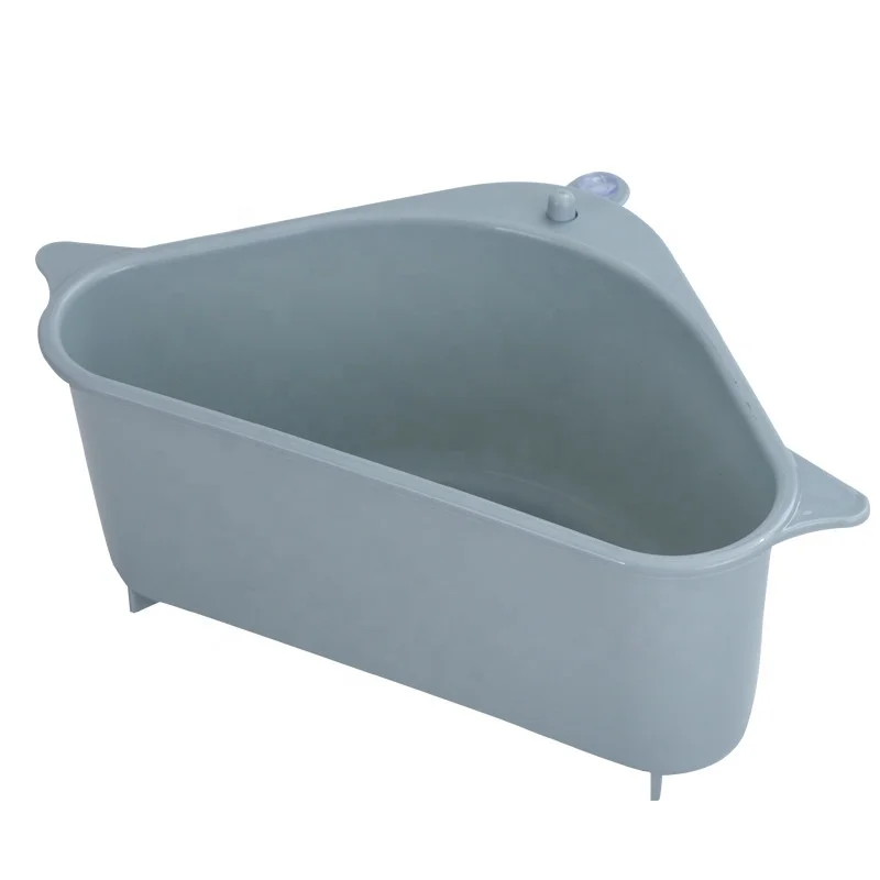 

Kitchen Sink Drain Storage Basket Triangular Plastic Shelf Vegetable And Fruit Basket With Suction Cup Storage Rack