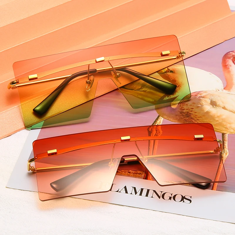 

Black 5 Colorful Shades Glasses Rimless Square Oversized Sunglasses