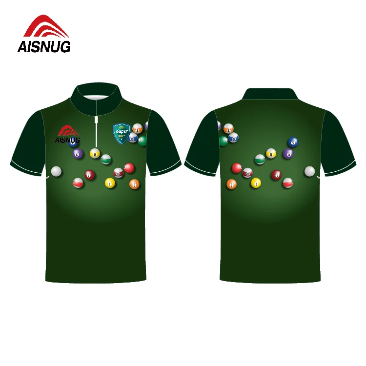 

high quality men's billiards shirt hot sale custom sublimation printing billiard team logo man woman shirts