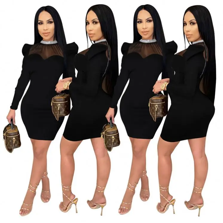 

New Arrivals Fall Best Design Tulle Sexy Casual Bodycon Dress Girl Dresses Women Lady Elegant