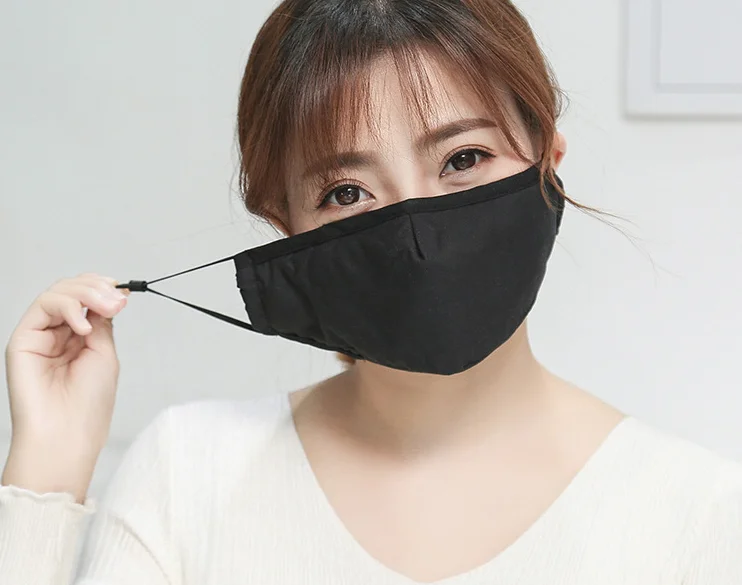 
Low MOQ daily life reusable PM2.5 dust 2 layer 100% cotton visible mouth face cover with filter new 