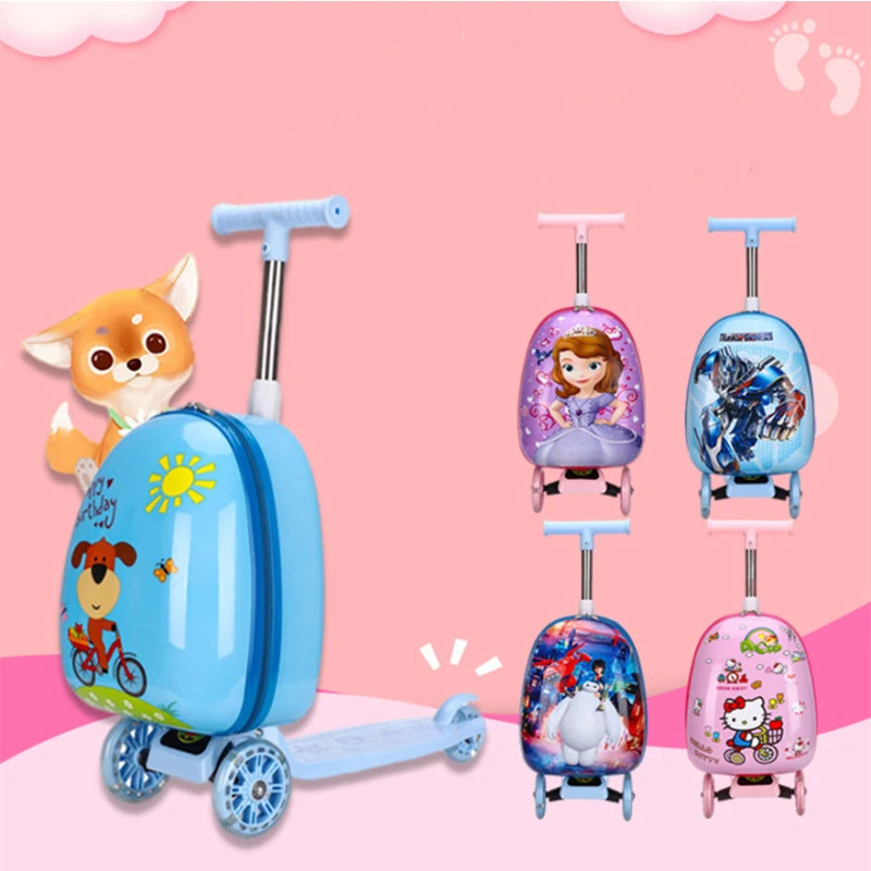 

2022 Hot Sale Kids Skateboarding Suitcase Travel Luggage Children Trolley School Bag Travel Smart Luggage Wheeled Suitcases, Multi-color