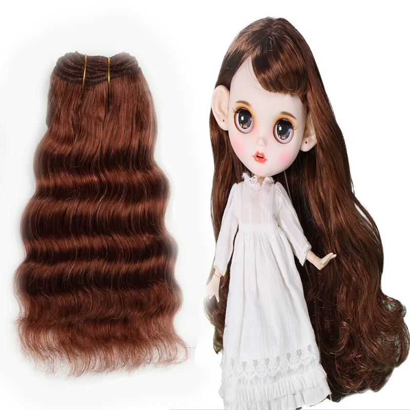 

Single Weft Goat Hair Doll Extensions Mohair for Blythe Dolls Hair Weft For Doll Makers Jerry Curl Mohair Hair Wefted