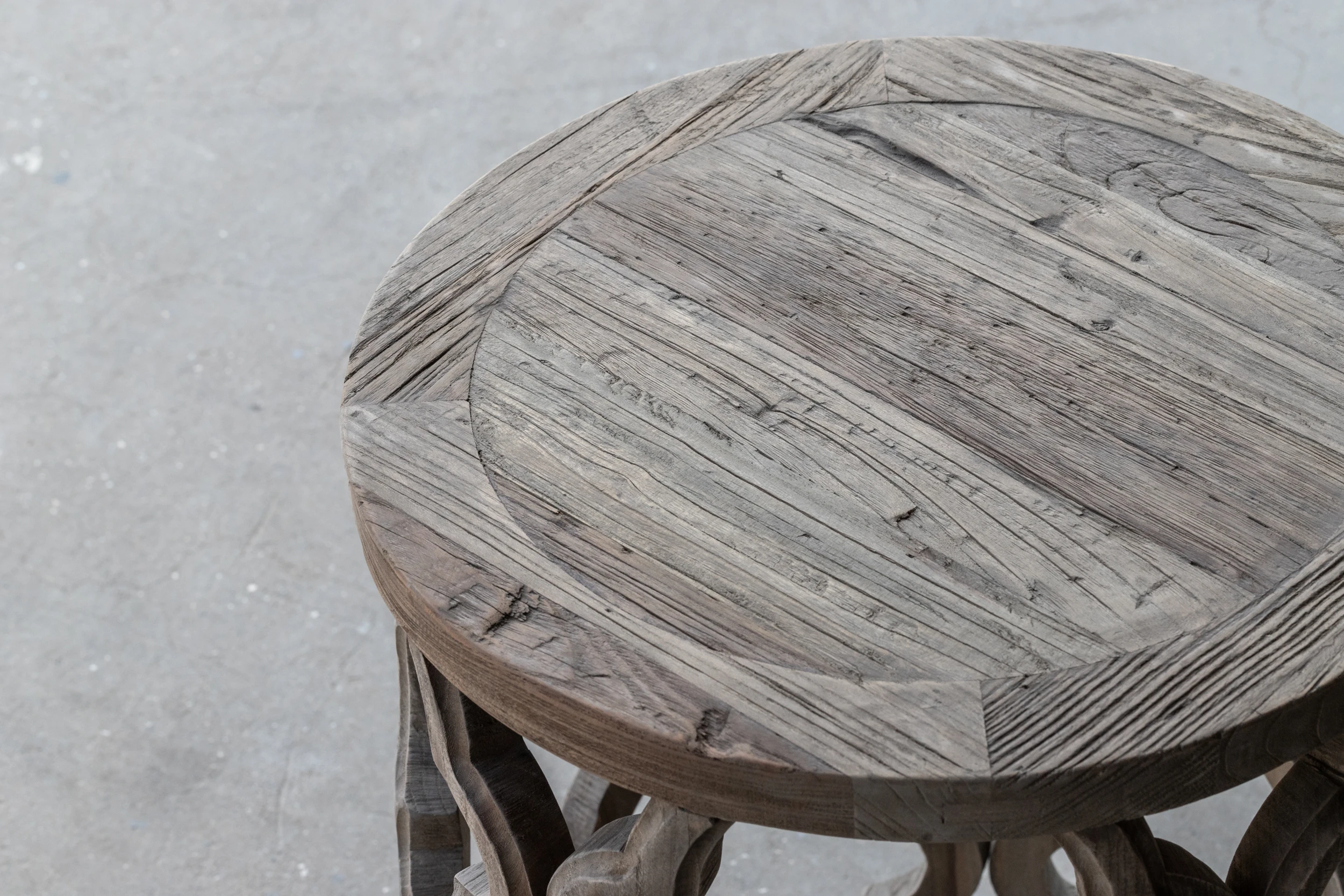 
Mid century nordic country style antique living room furniture modern recycled elm solid wood round end table 