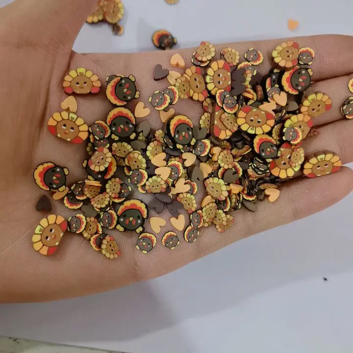 Hot Sale Turkey Sprinkles Soft Polymer Clay Slices  for Thanks Giving DIY Crafts Tumbler Filling/Nail Art/Scrapbook Decoration