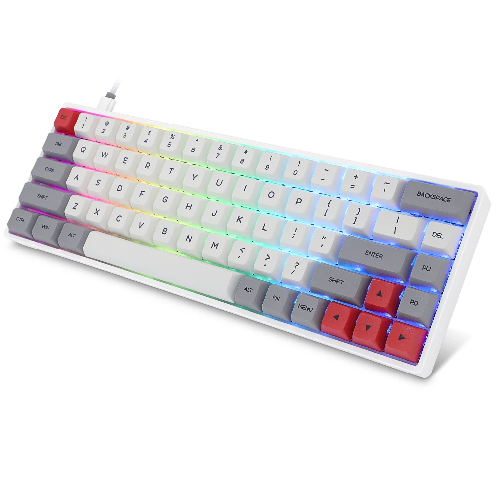 

Customizable DIY GK68 Gateron optical switch wired detachable 60% waterproof rgb mechanical gaming keyboard, Black/ white