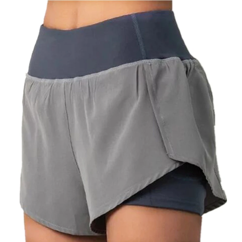 

Womens Fake 2 Pieces Sports Shorts Butt Lift Workout Fitness Yoga Hot Pants, Pictures