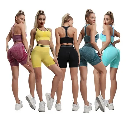 

Seamless Sport Set Women Bra And Short legging shorts summer yoga set Sportswear workout set Gym Clothes, Multi color optional