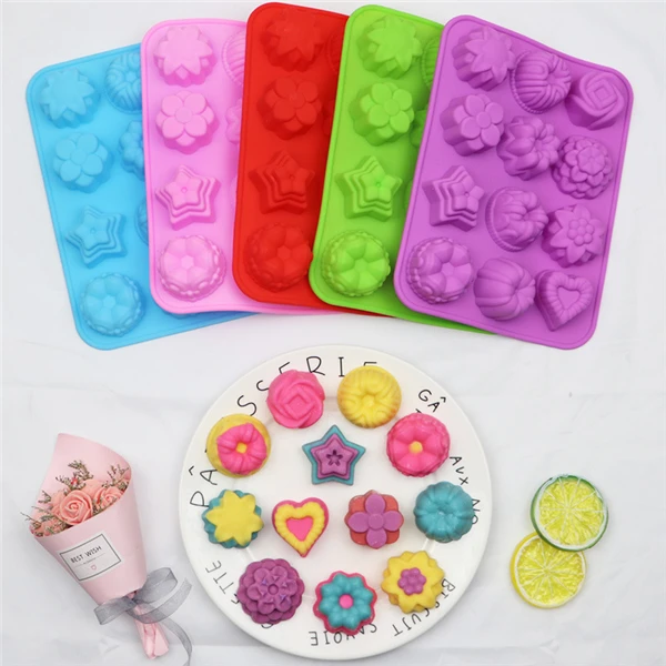 

12 cavities Muffin Cupcake Mould Baking Pan Silicone Cake Mold, Stock or customized