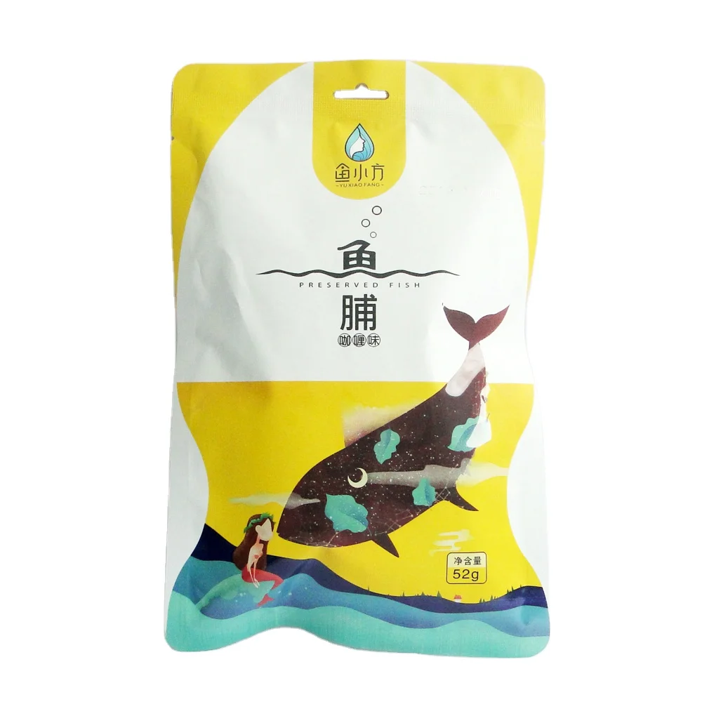 
Free tasting Open bag instant delicious snack curry flavor dried fish slice 