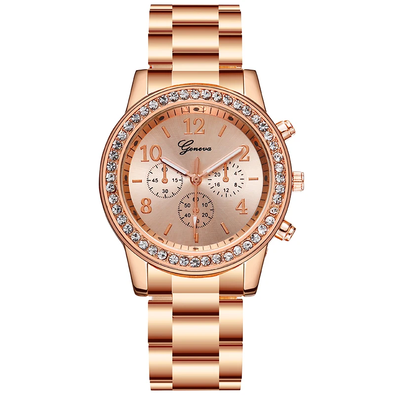 

Fashion women's watches ladies wrist watch Trendy GENEVA Classic Round Dial Ladies Women Crystals Watch Wholesale OEM