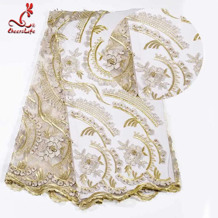 

Wholesale African 3d Design Beaded Embroidery Lace Fabric For Clothing