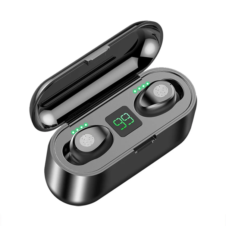 

Top selling power bank LCD display wireless bT earbuds earphone F9-34 F9 tws