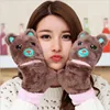 2019 new flip cub gloves super cute bear/cat lady warm half finger plush cartoon adult gloves