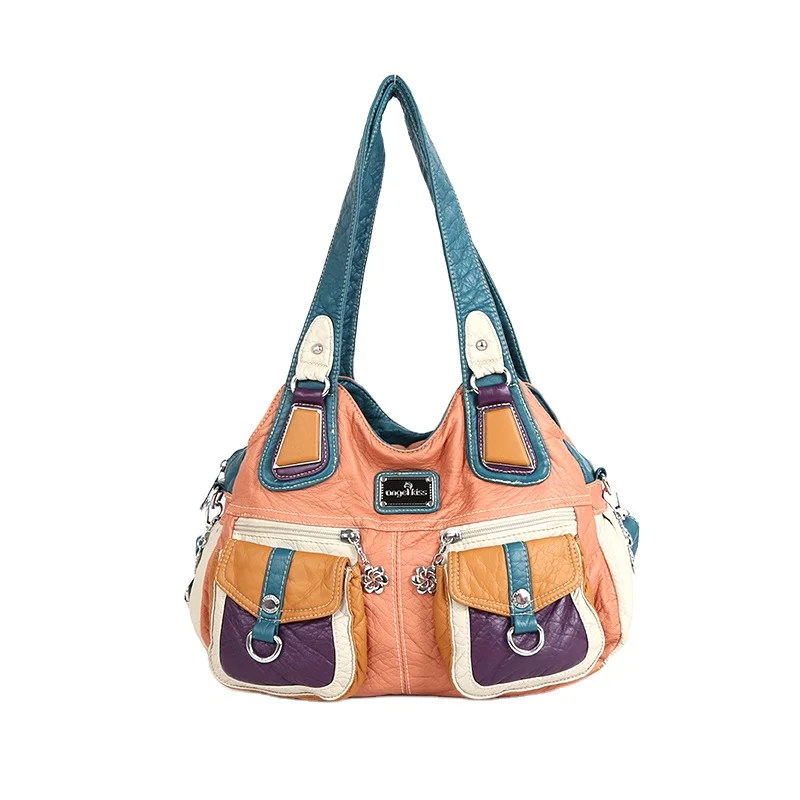

Angelkiss High quality new style customize Hot Sale Brand Luxury Lady Bag PU shoulder mixed color bag For Women, Custom