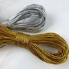 Braided 1mm 2.5mm gold silver lurex elastic cord with metallic luxury cord