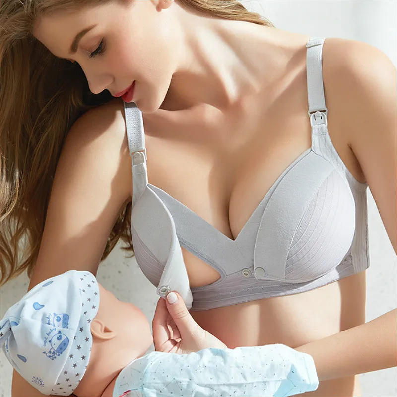 

Maternity Nursing Pregnant Women Mother Mama Open Breast Bra Cotton Wire Free Sleep Underwear Lactating Nursing Bralette