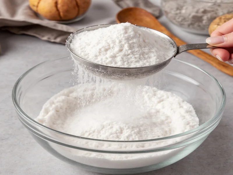 Sifting homemade powdered sugar into bowl