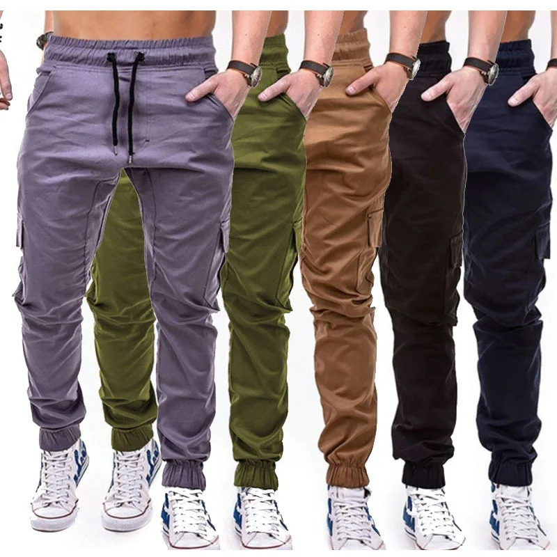 

High Quality Men's Loose Sweat Drawstring Trackpants Elastic Waist Polyester Sports Boys Cargo Jogger Trousers With Pocket, Customized color