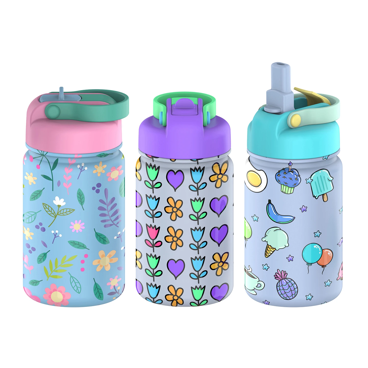 

wholesale 12oz stainless steel double wall vacuum insulated sublimation blanks kids sippy water bottles in bulk, White or custom clor