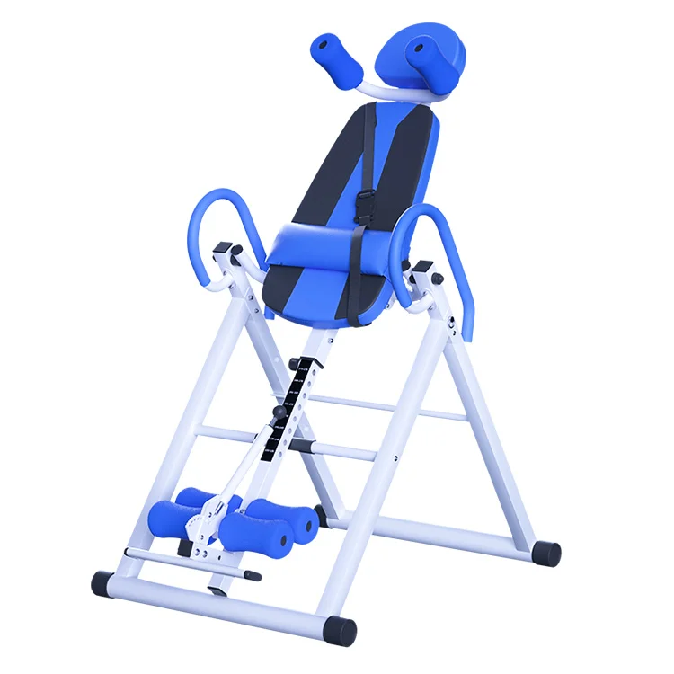 

2021 Top Sale foldable gravity back therapy fitness reflexology stretch handstand machine gym equipment inversion table, Black/blue