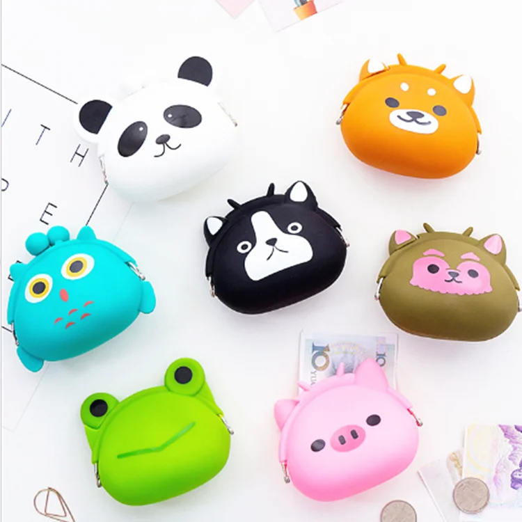 
Wholesale Colourful Cartoon Kids Children Mini Purse Bag Soft Silicone Coin Purse 
