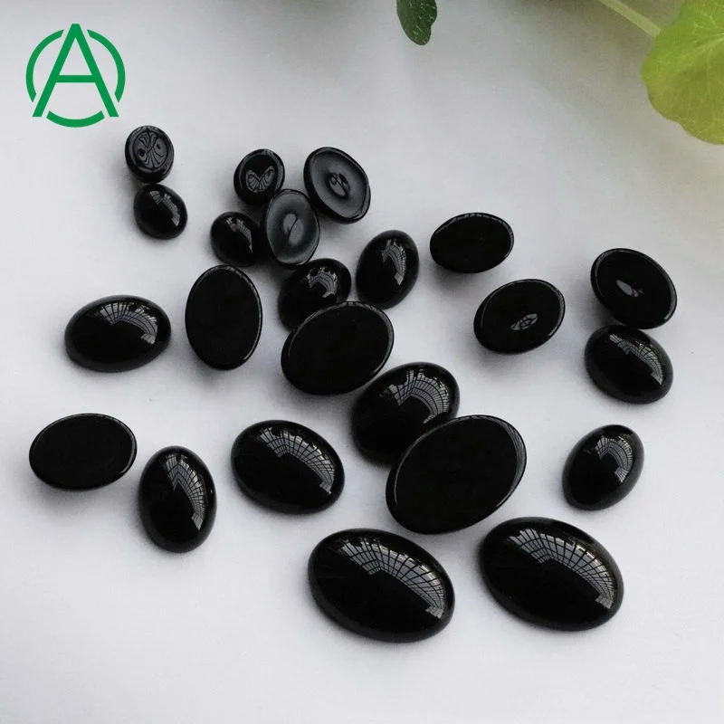 

ArthurGem Natural Black Onyx Black Agate Oval Cabochon, Gemstone Cabochons for Rings Making, 100% natural color