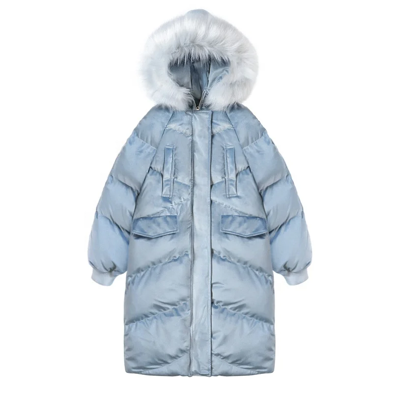 

B62302A Warm winter fashion thick long women faux fur coat with hood