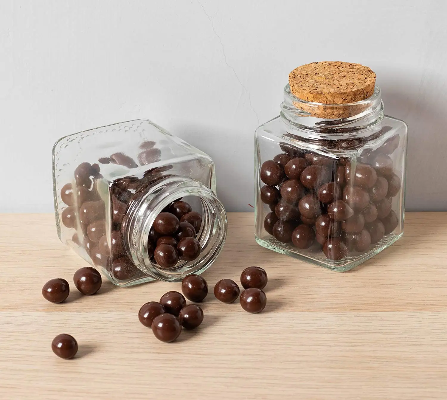 50毫升方形软木塞玻璃瓶玻璃喜欢罐子的香料与木软木盖