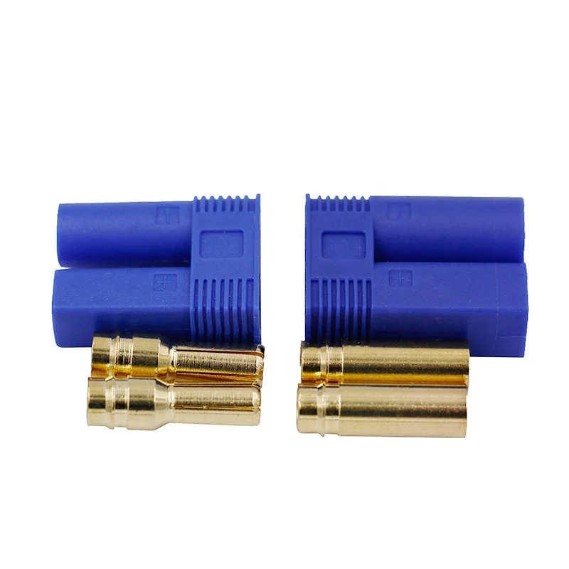 
High Quality Male Female Gold Plated Banana Plug 5mm Bullet Connector EC5 With Blue Housing For RC FPV Drone Lipo Battery 