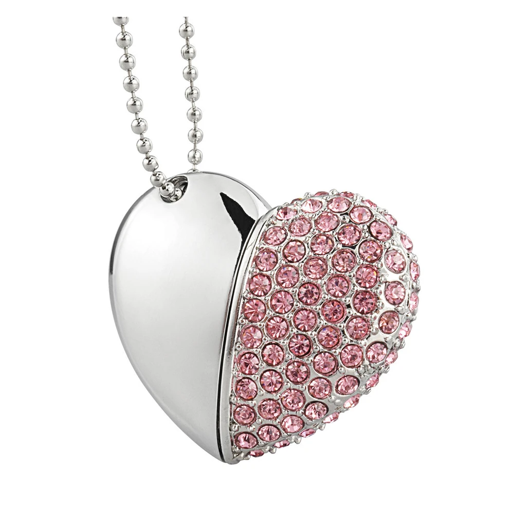 usb 64 gb Pendrive diamond usb necklace, Jewelry heart shaped custom usb flash drive necklace - ANKUX.COM