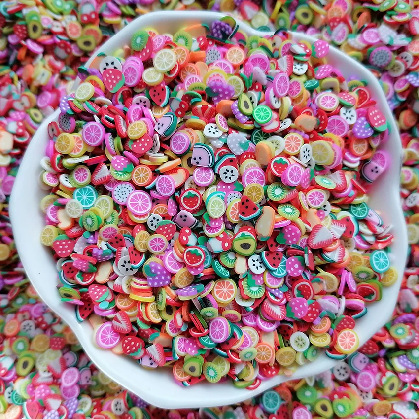 500g Fruit Mix Polymer Clay Slices Orange Lemon Kiwi Banana Strawberry DIY Craft Slime Polymer Sprinkles