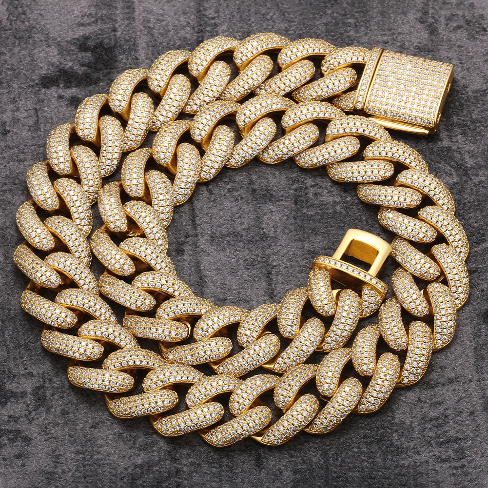 

Fashion 18K gold plated Jewelry 20mm Cuban chain Iced out Chain Gold and Silver color hot-selling in Dubai and America