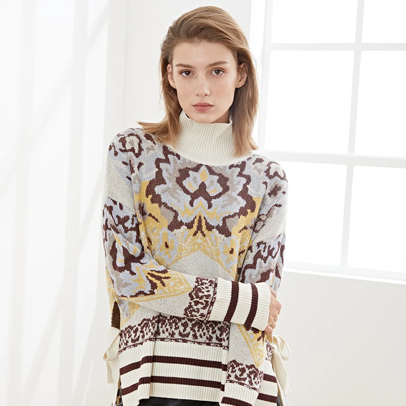 

Custom Women Sweater Turtleneck Women High Neck Sweaters Girl Knitted Wool Pullover Sweater, Milk /camel/grey