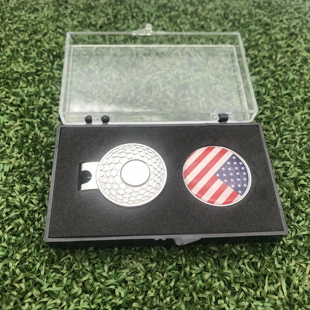 

Golf Accessories Complete Gift set Ready To Ship Magnetic US Flag Men Sale Metal Golf Ball Marker Hat Clip