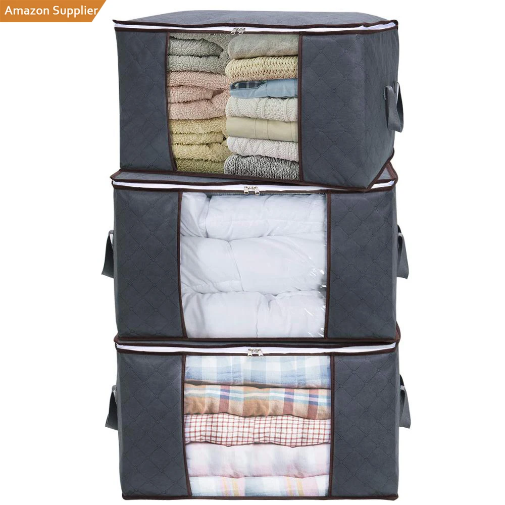 

Amazon Best Selling Non Woven Clothes Storage Bag Organizer Foldable Storage Box For Blanket Quilt Closet