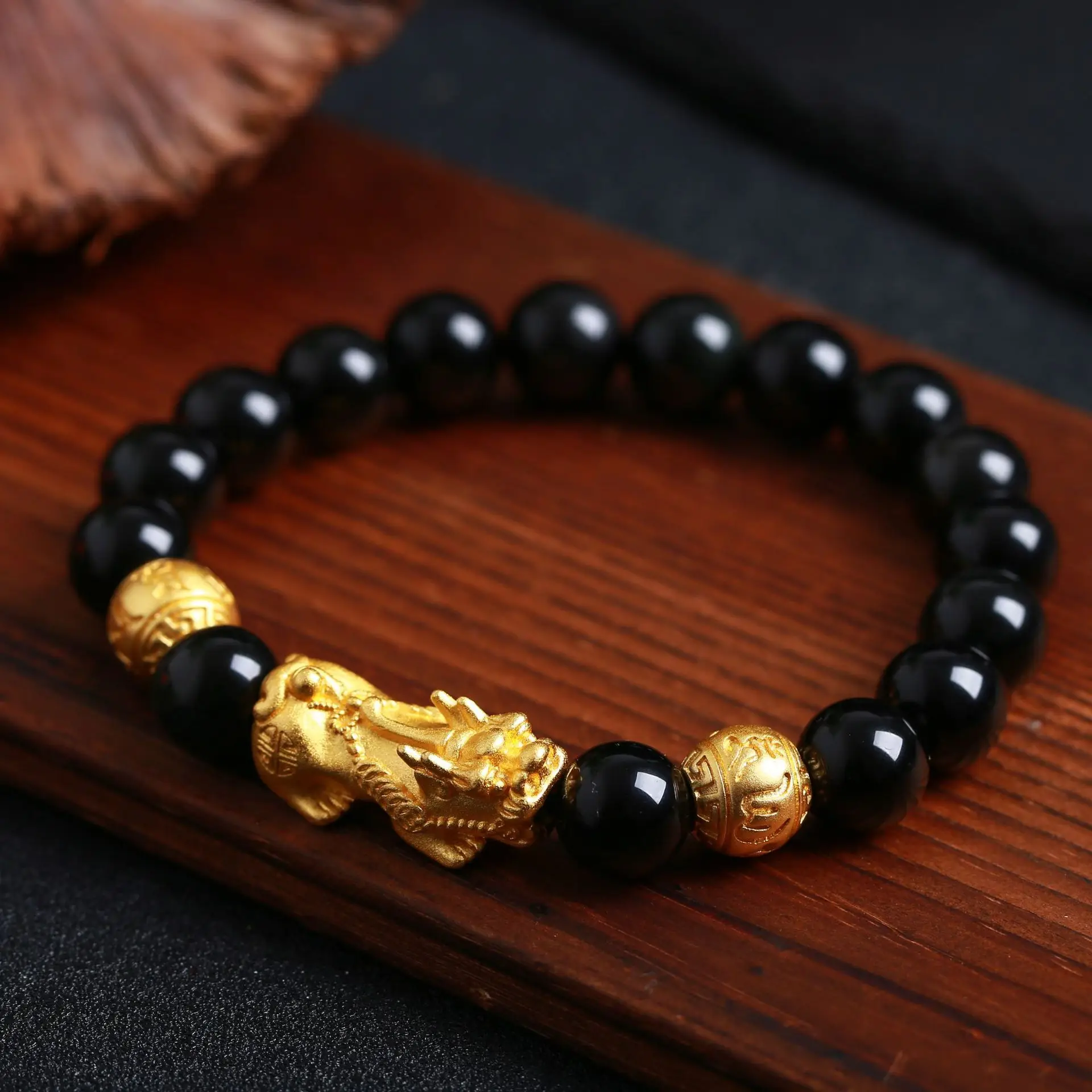 

europe charm hand jewelry black obsidian buddha pendant Bracelet Produced by the manufacturer