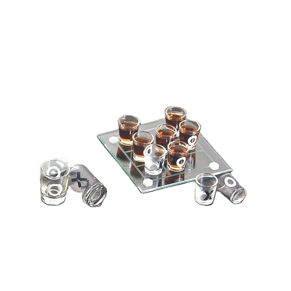 

LANDER-MAN Mini Drinking Tic Tac Toe Shot Glass Chess Set Game, Picture