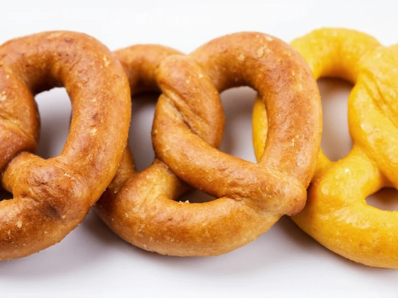 Three pretzel variations: classic, cinnamon sugar, and cheese