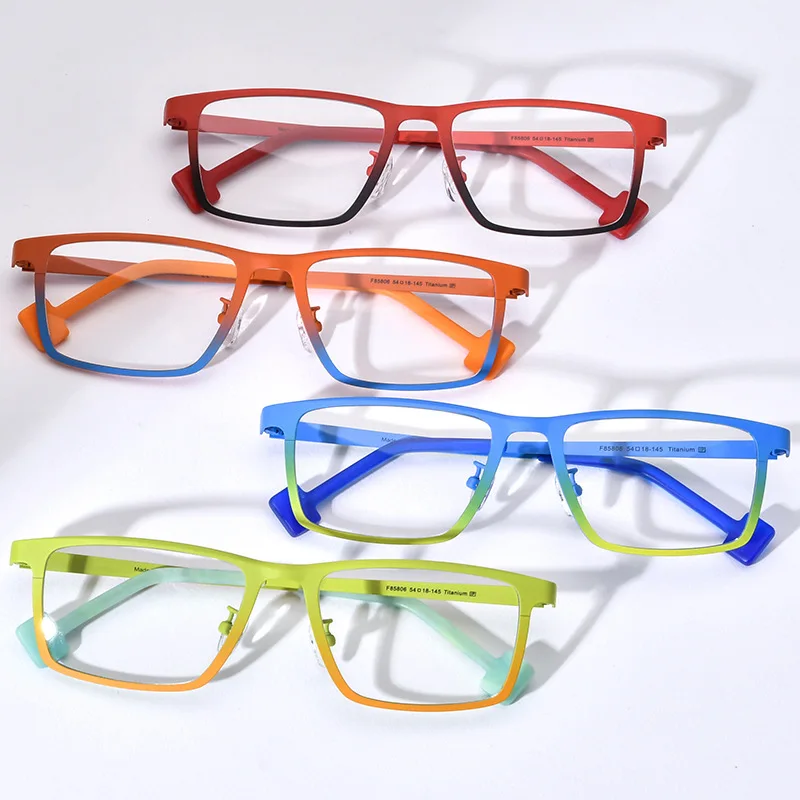 European Design Super Fashion Style Stepper Pure Titanium Eyeglasses Spectacle Optical Frame With Black Acetate Temple