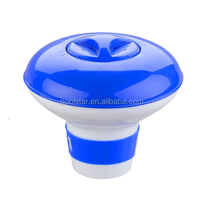 

8.8" diameter floater adjustable balanced chemical delivery big capacity 3" chlorine tablet pool floating chemical dispenser, Blue with white