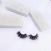 

factory supply Rhinestone eyelash cases wholesale private label 25mm 3d 5d mink eyelashes with customised packaging